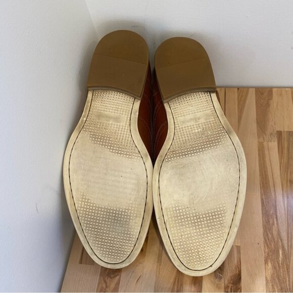 Steve Madden men Romah leather dress shoes camel tan ecru white sole size 10,5 - Picture 9 of 13